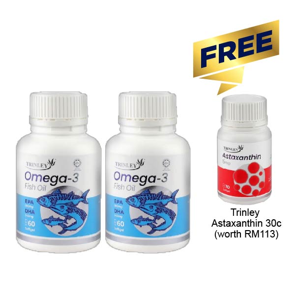 [MD] TRINLEY OMEGA-3 FISH OIL 60S TWINPACK (*FREE ASTAXATHIN)